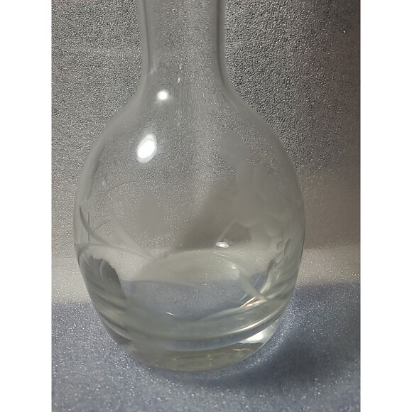VINTAGE TOSCANY ROMANIA CRYSTAL DECANTER  ETCHED FLOWERS Heavy Stopper - Picture 5 of 7
